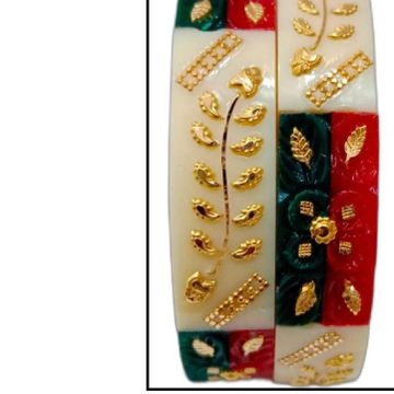 Gold Art Work white and red design of bangles by 