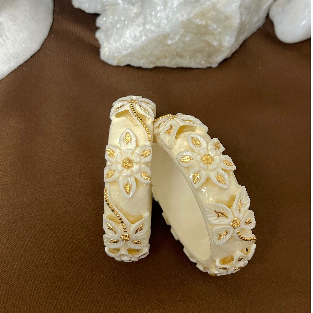 Gold Gorgeous Design White Chudi 